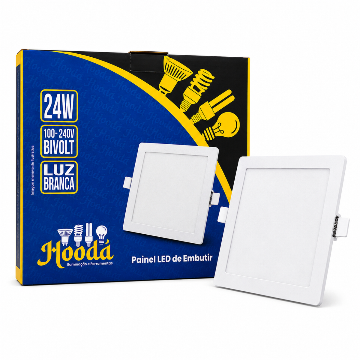 Painel LED Quadrado de Embutir 24W 6500K Luz Branca