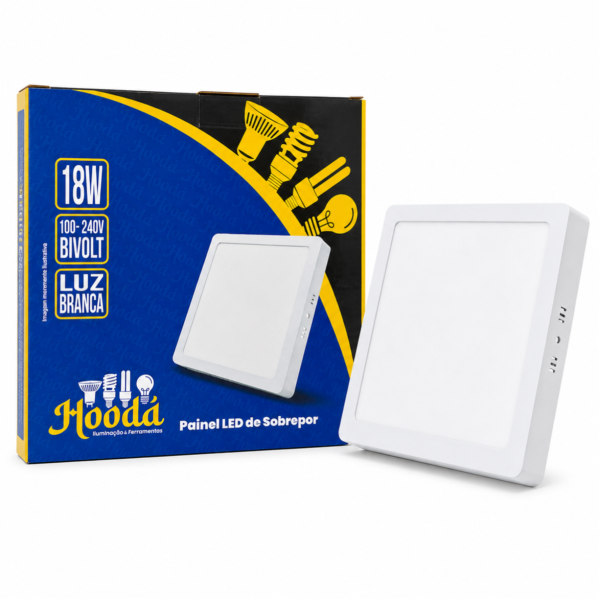 Painel LED Quadrado de Sobrepor 18W 6500K Luz Branca