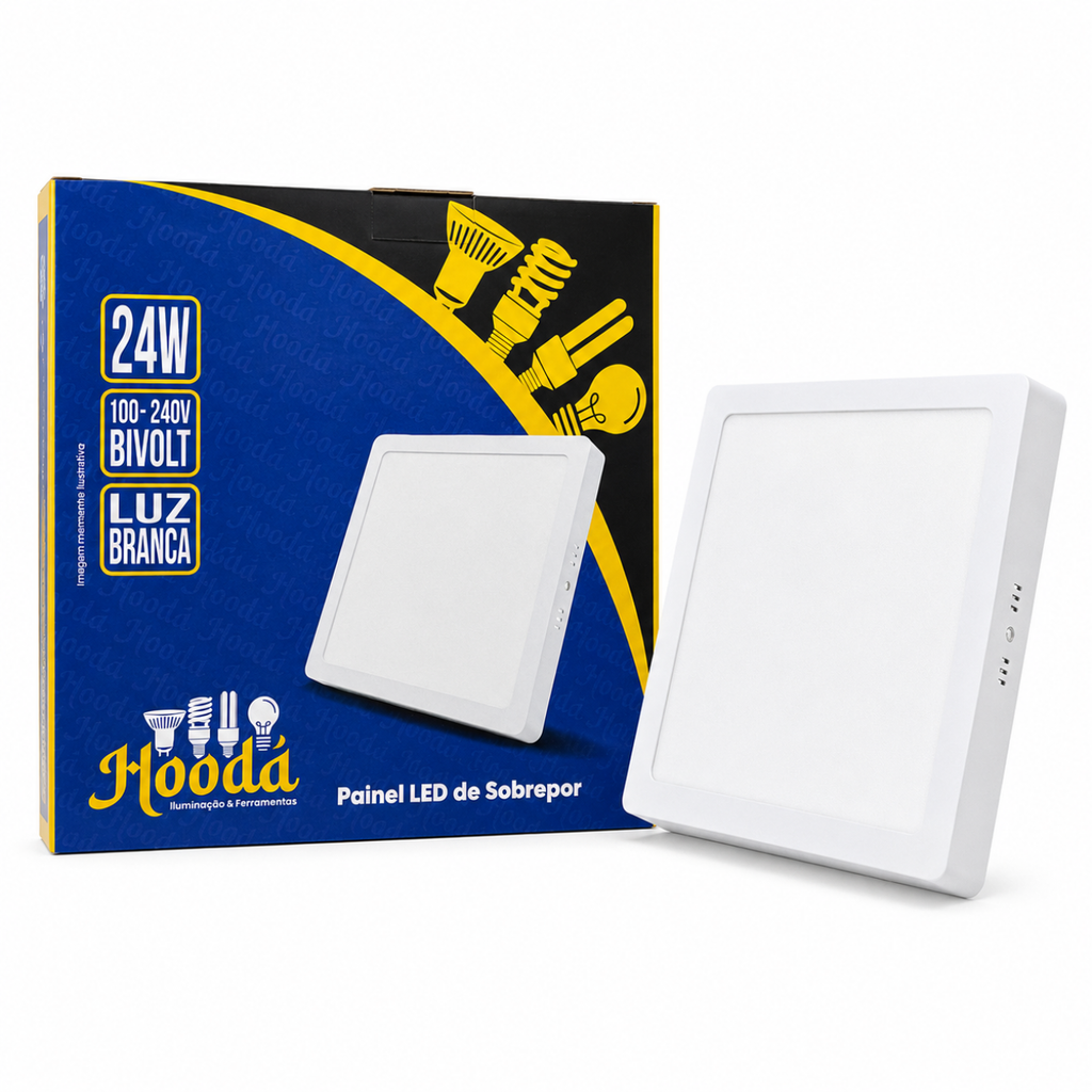Painel LED Quadrado de Sobrepor 24W 6500K Luz Branca