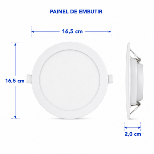 Painel Embutir Redondo 12w 6500k