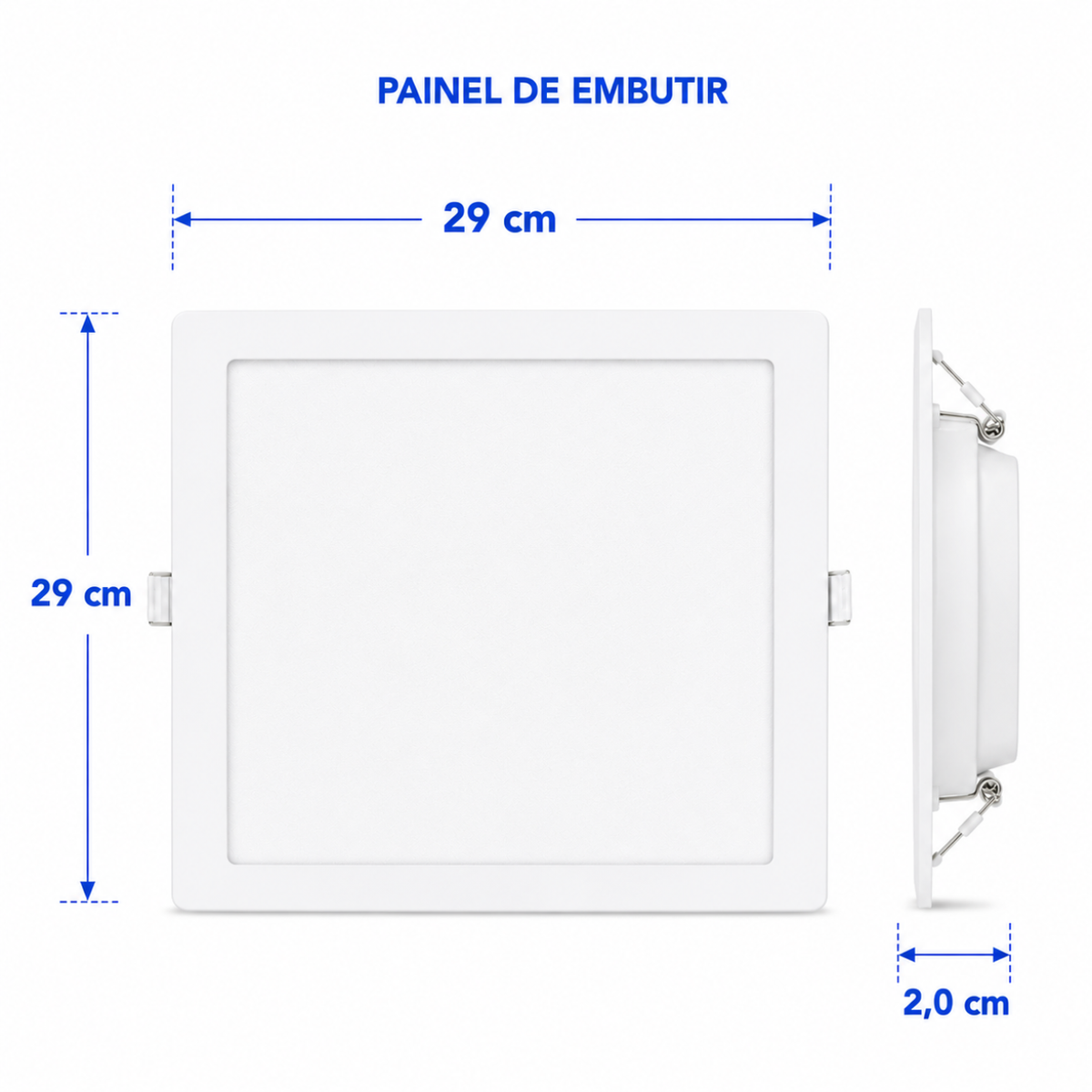 Painel LED Quadrado de Embutir 24W 6500K Luz Branca