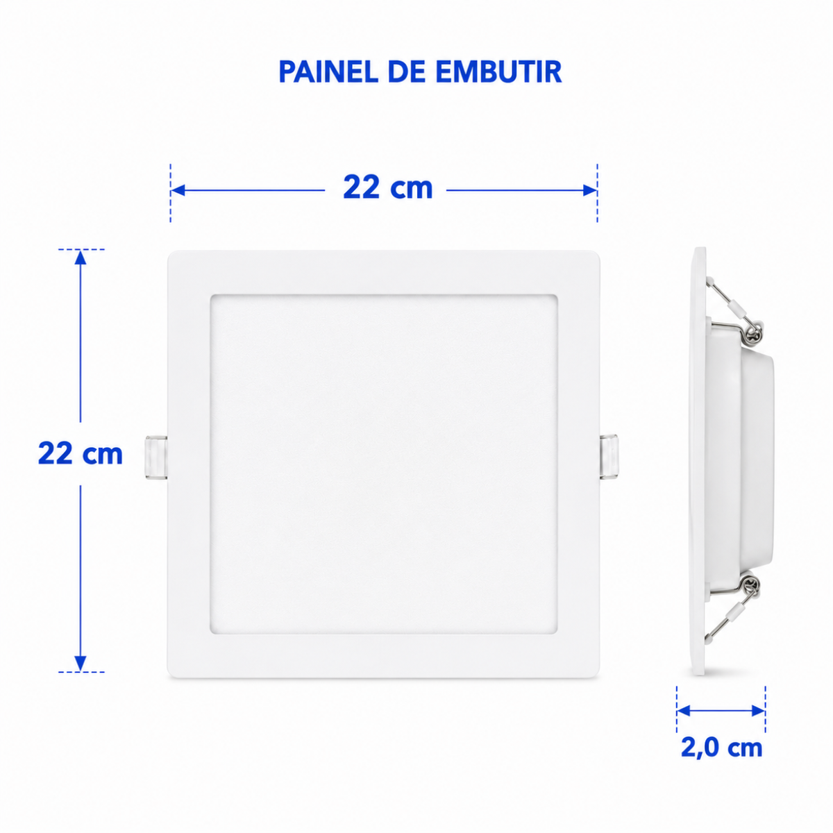 Painel LED Quadrado de Embutir 18W 6500K Luz Branca