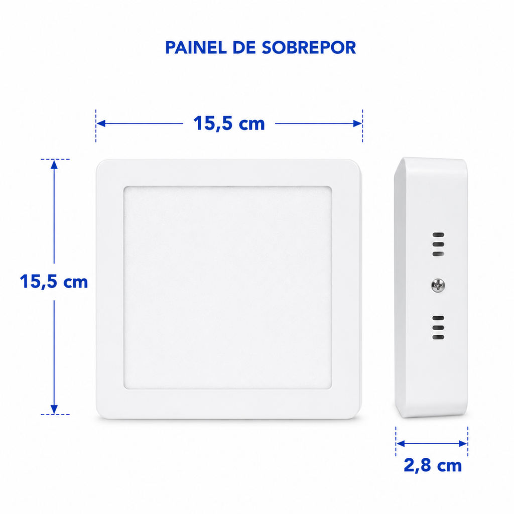 Painel LED Quadrado de Sobrepor 12W 6500K Luz Branca
