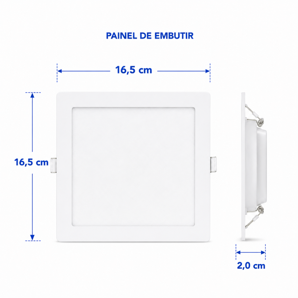 Painel LED Quadrado de Embutir 12W 6500K Luz Branca