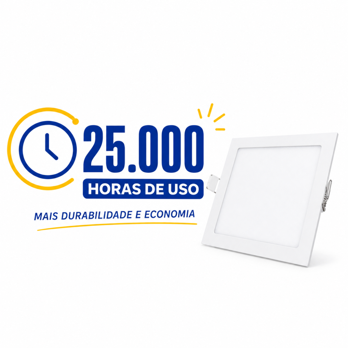 Painel LED Quadrado de Embutir 12W 6500K Luz Branca